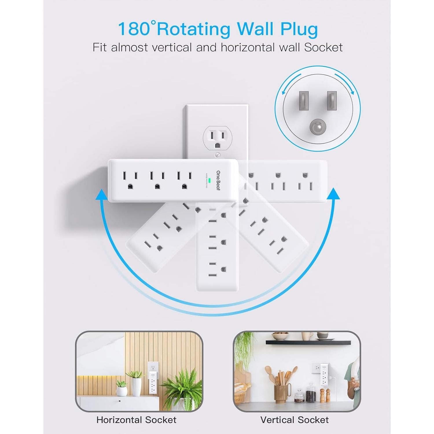 Extensor de Enchufe 9 AC One Beat 1800J Protector Sobretensión