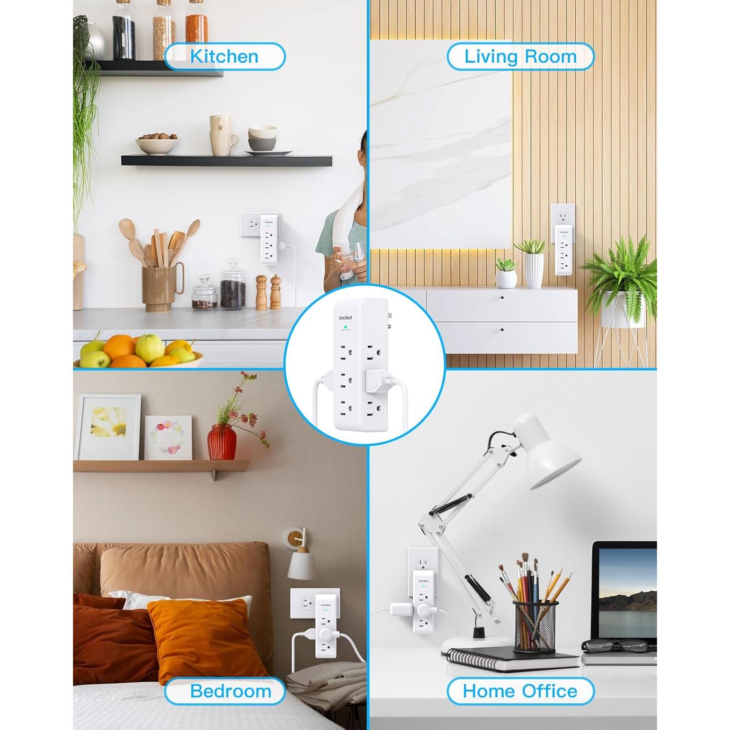 Extensor de Enchufe 9 AC One Beat 1800J Protector Sobretensión