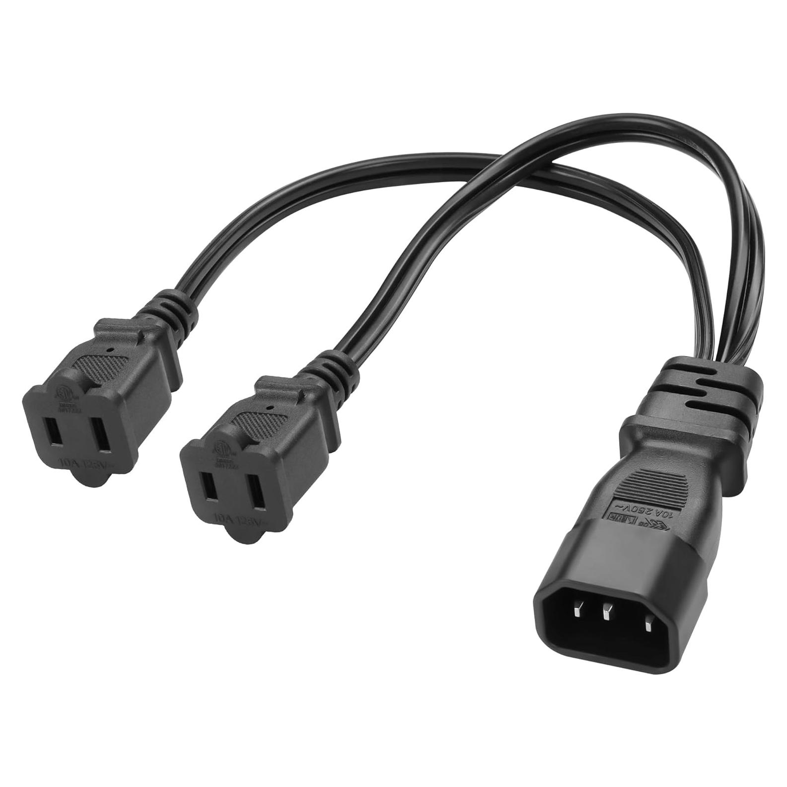 Cable de Poder MEIRIYFA C14 a Doble 1-15R 30cm Negro