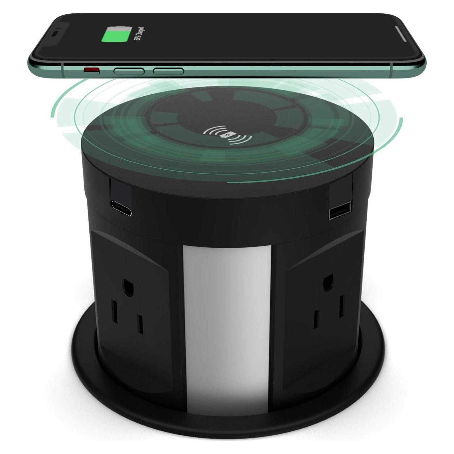 Tira de Energía Recesada Kungfuking 4 AC 2 USB 2 USB-C Negra