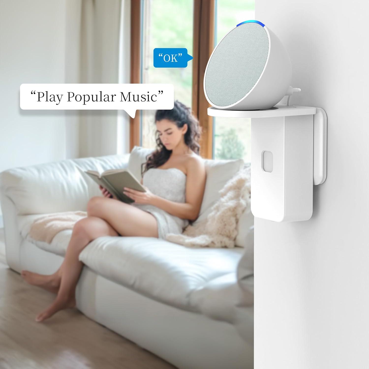 Soporte de Pared PlusAcc para Google Nest Mini y Pop - Blanco