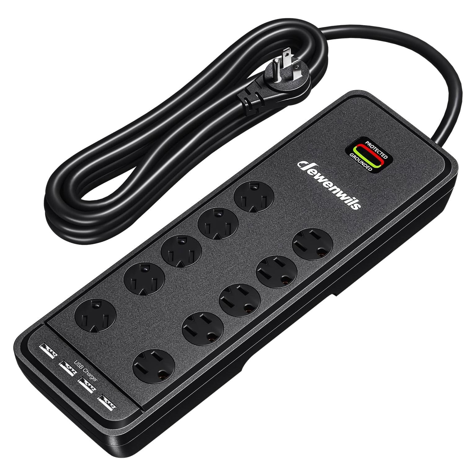 Regleta DEWENWILS 10 Salidas con 4 USB y Protección 2480J