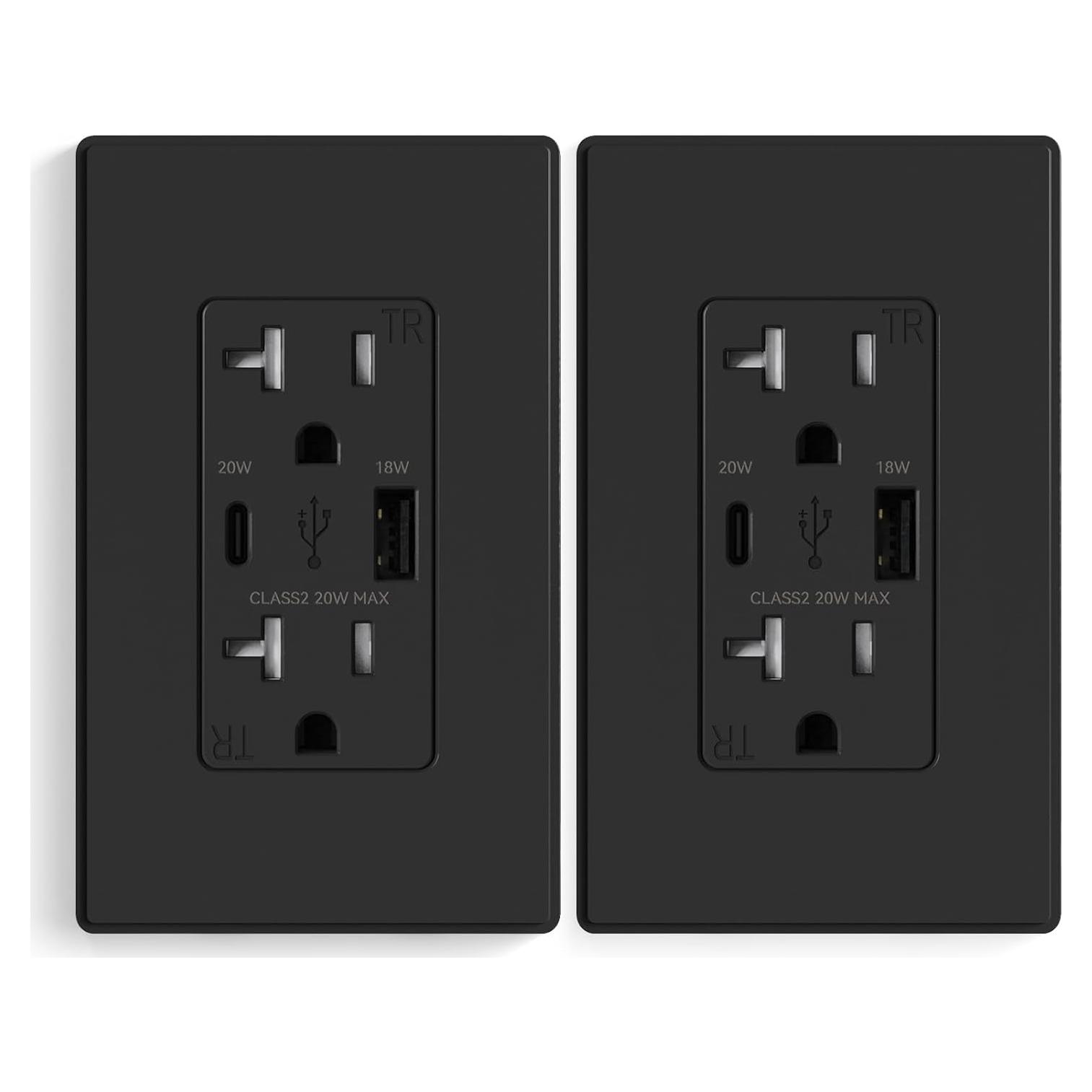 Toma de Corriente USB ELEGRP 20A Carga Rápida 20W Paquete de 2