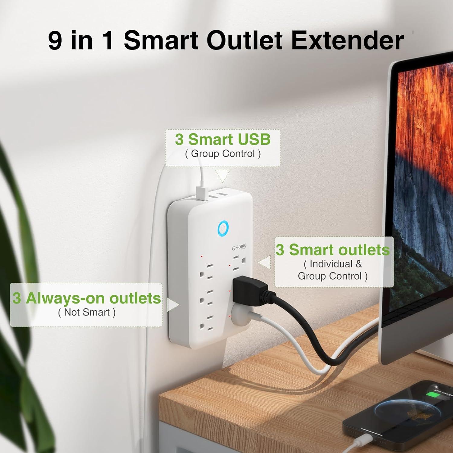 Regleta de Energía Inteligente GHome Smart P2 3 Enchufes 3 USB