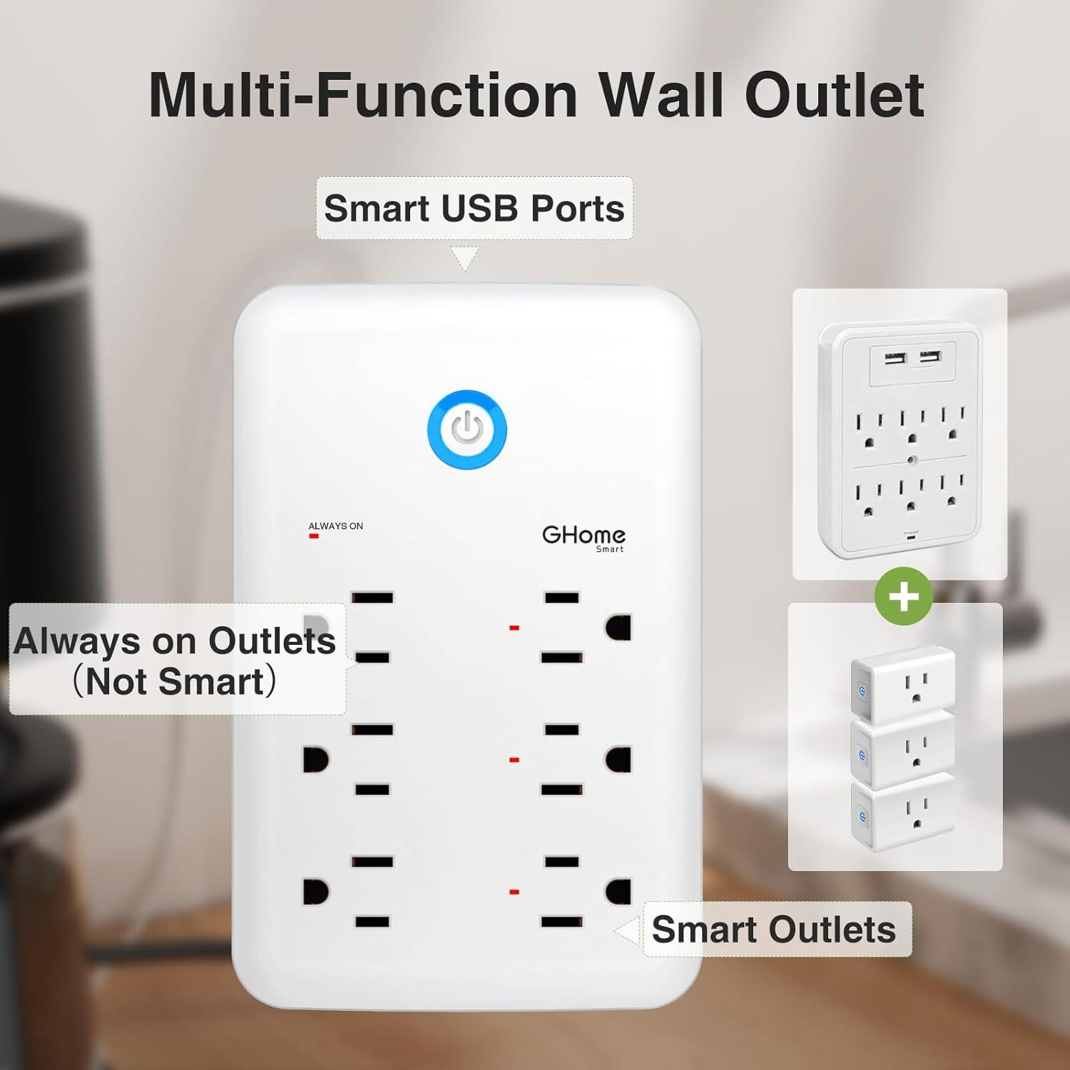 Regleta de Energía Inteligente GHome Smart P2 3 Enchufes 3 USB