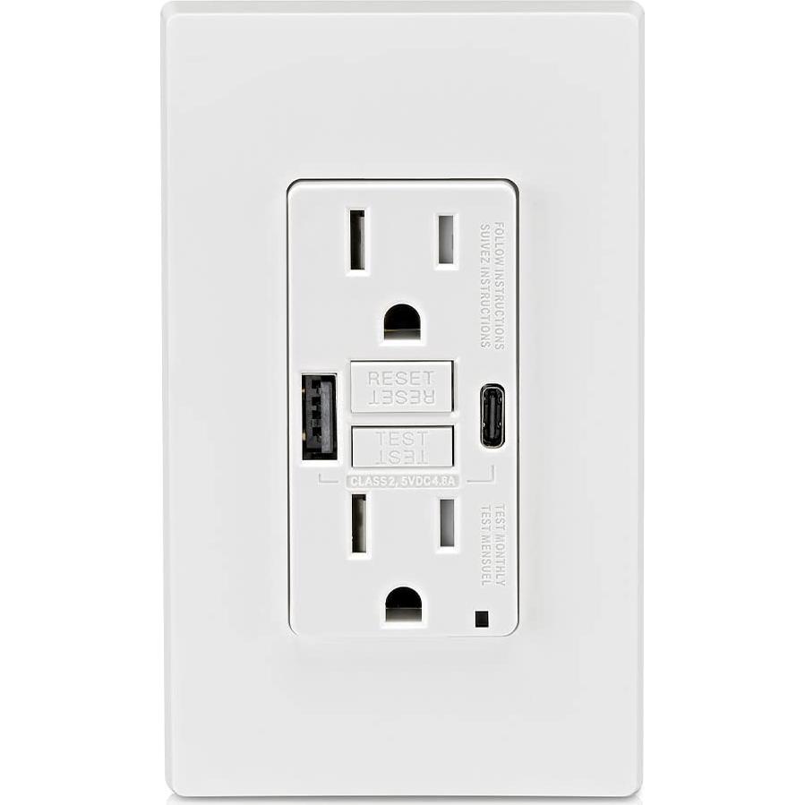 Cargador USB In-Wall GFCI Leviton 15A Blanco GUAC1-W