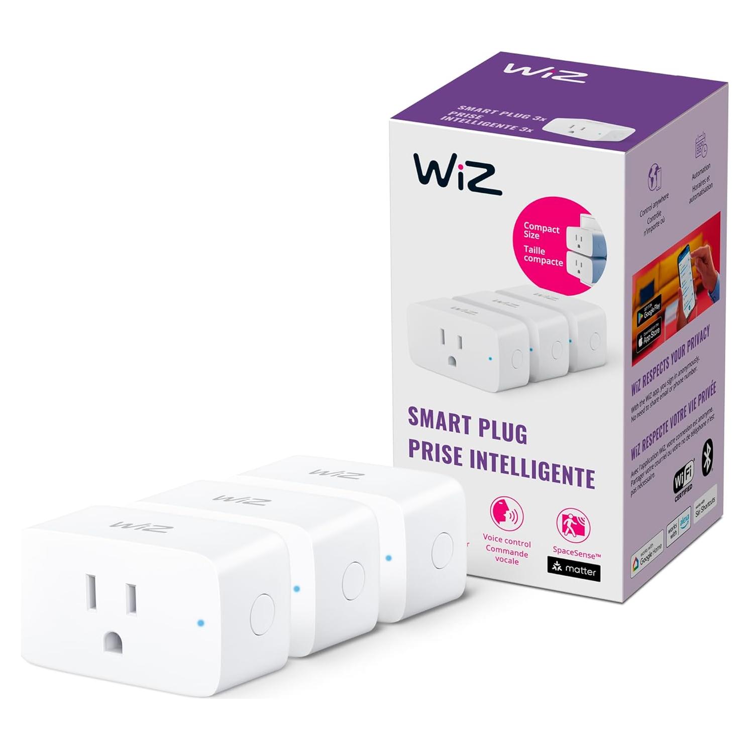 Enchufe Wi-Fi Inteligente WiZ - Paquete de 3, Control por Voz