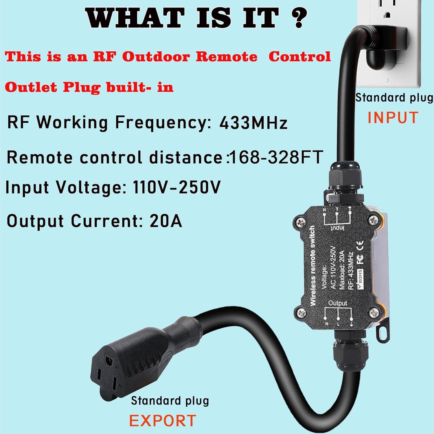 Interruptor Inalámbrico Impermeable AC110V/250V - Control Remoto RF