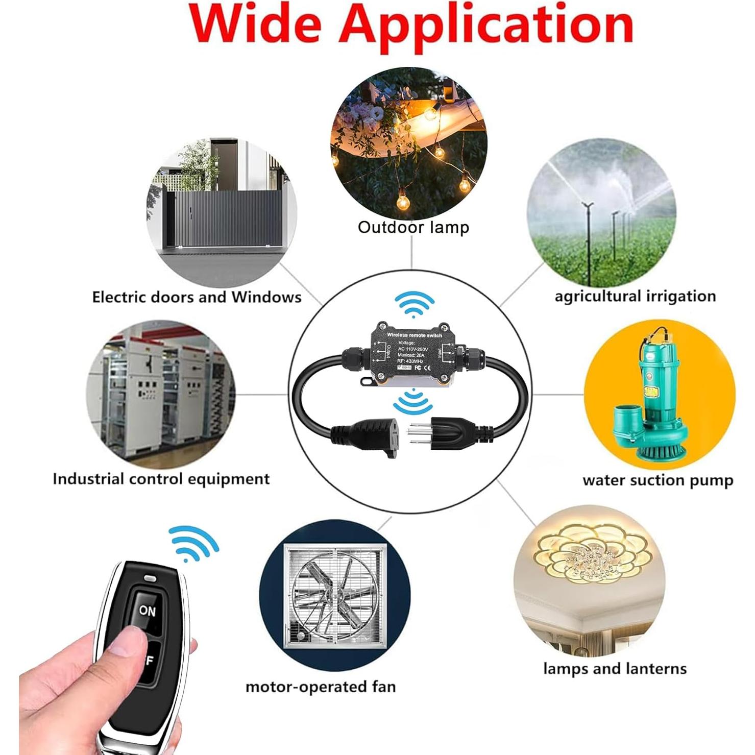 Interruptor Inalámbrico Impermeable AC110V/250V - Control Remoto RF