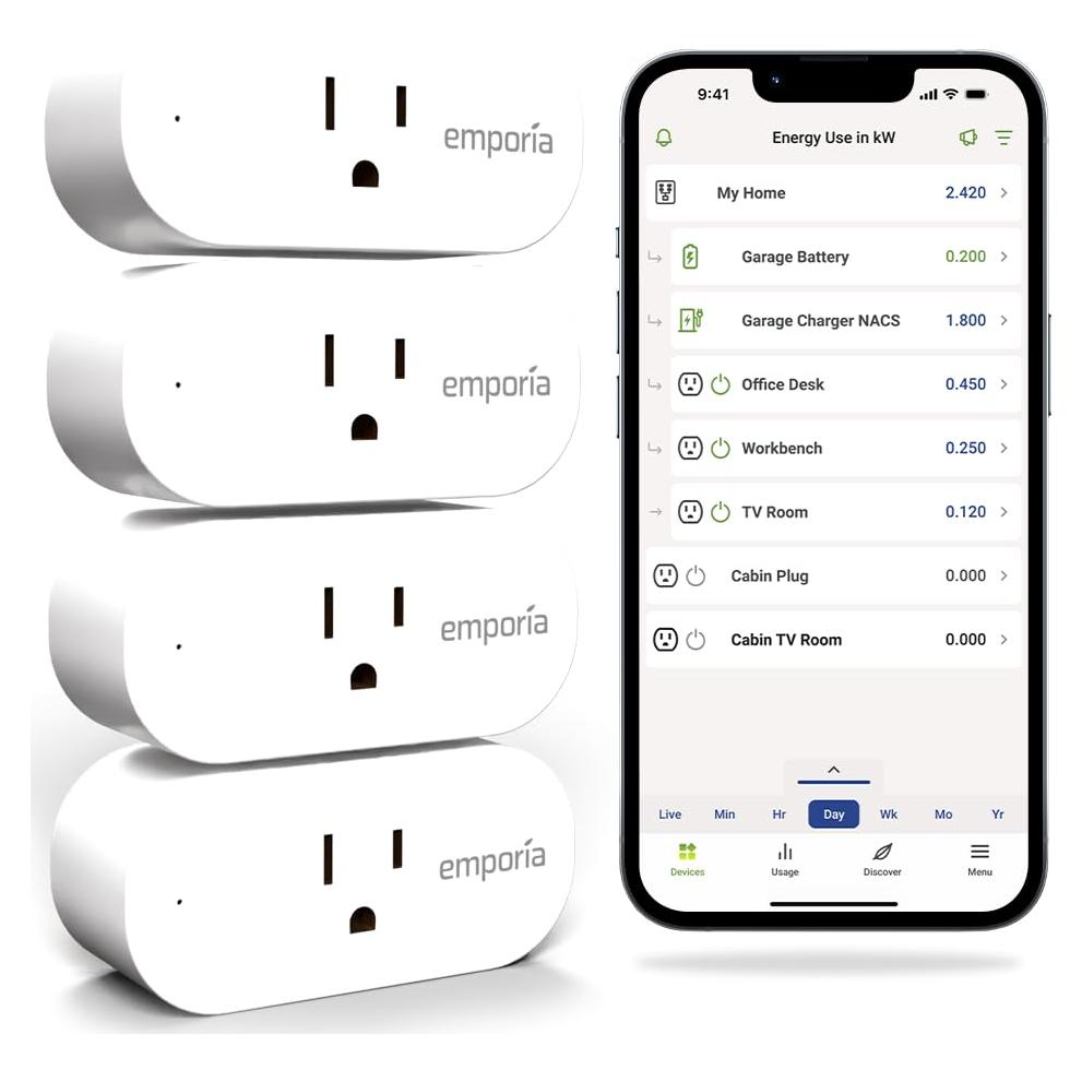 Enchufe Inteligente Emporia 4 Pack WiFi 10A Control Energía