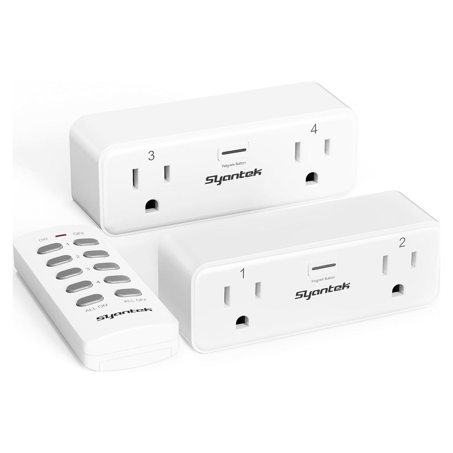 Enchufe Control Remoto Syantek 2 Tomas Independientes 15A