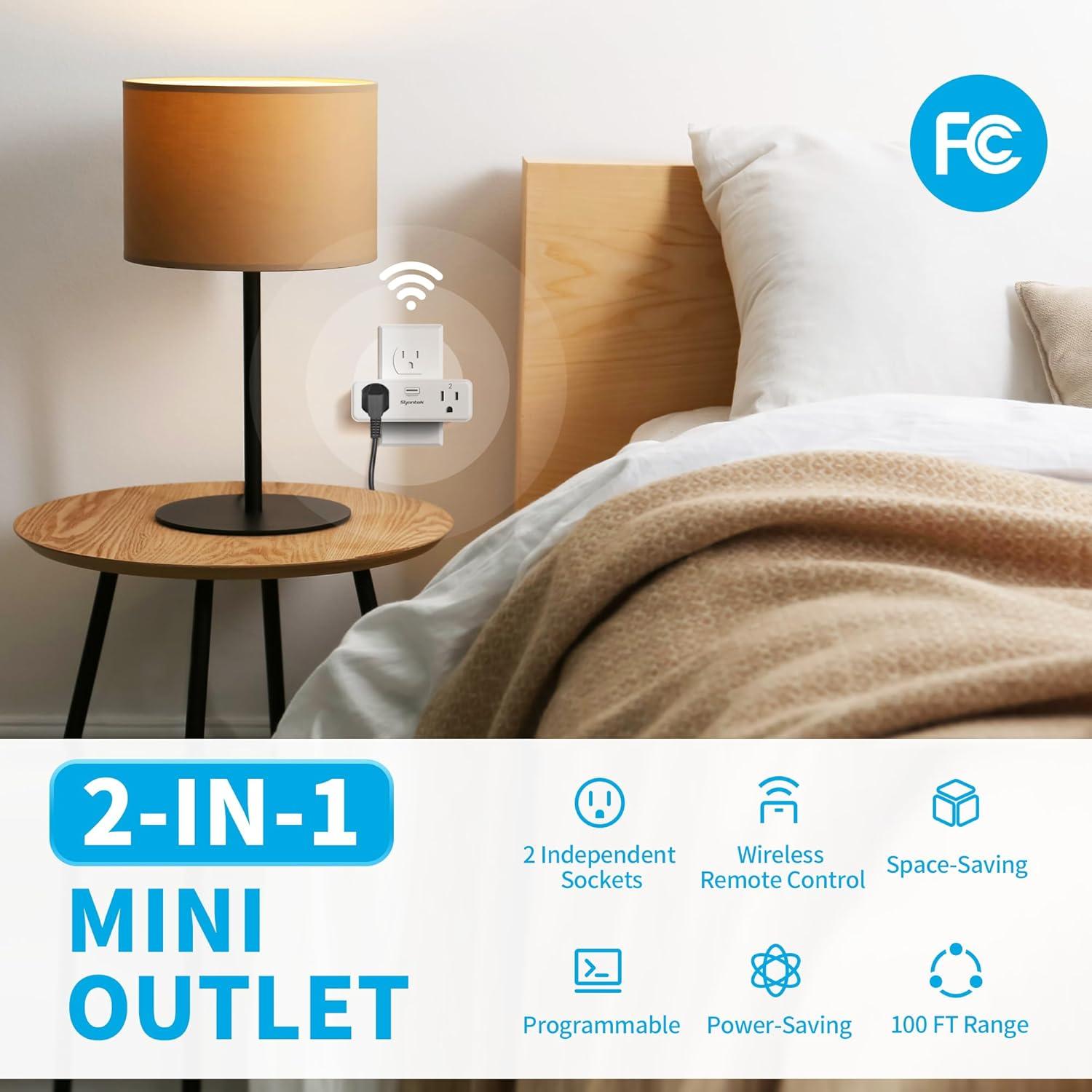 Enchufe Control Remoto Syantek 2 Tomas Independientes 15A