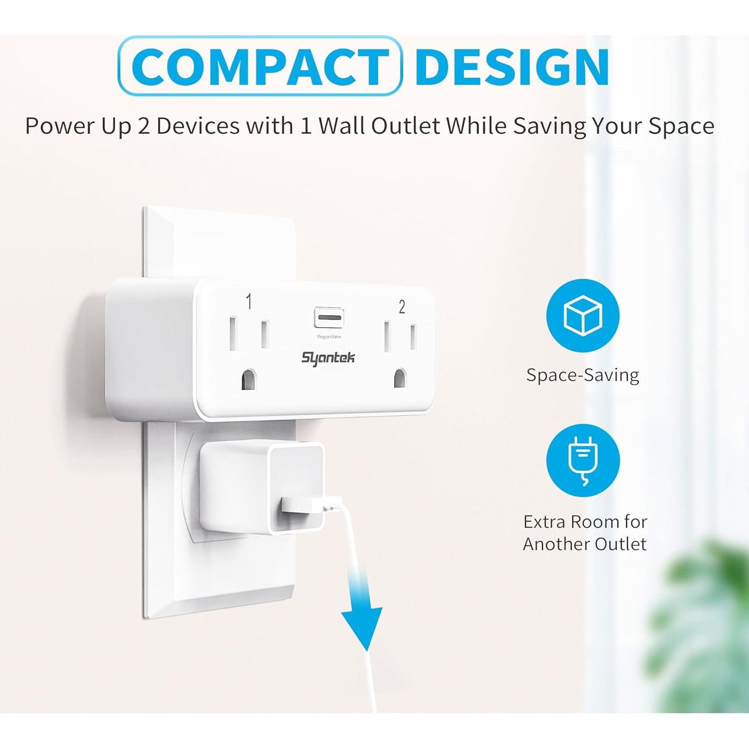 Enchufe Control Remoto Syantek 2 Tomas Independientes 15A