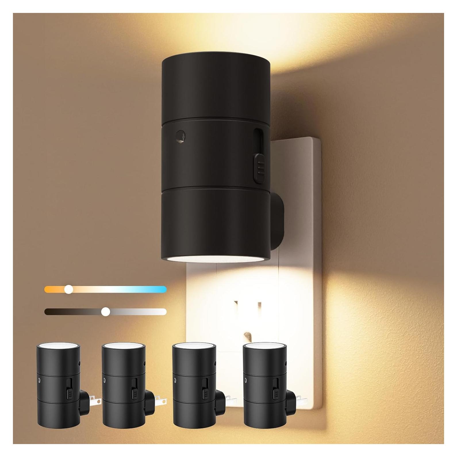 Luz Nocturna LED VOLISUN Regulable con Sensor, 4 Paquete Negro