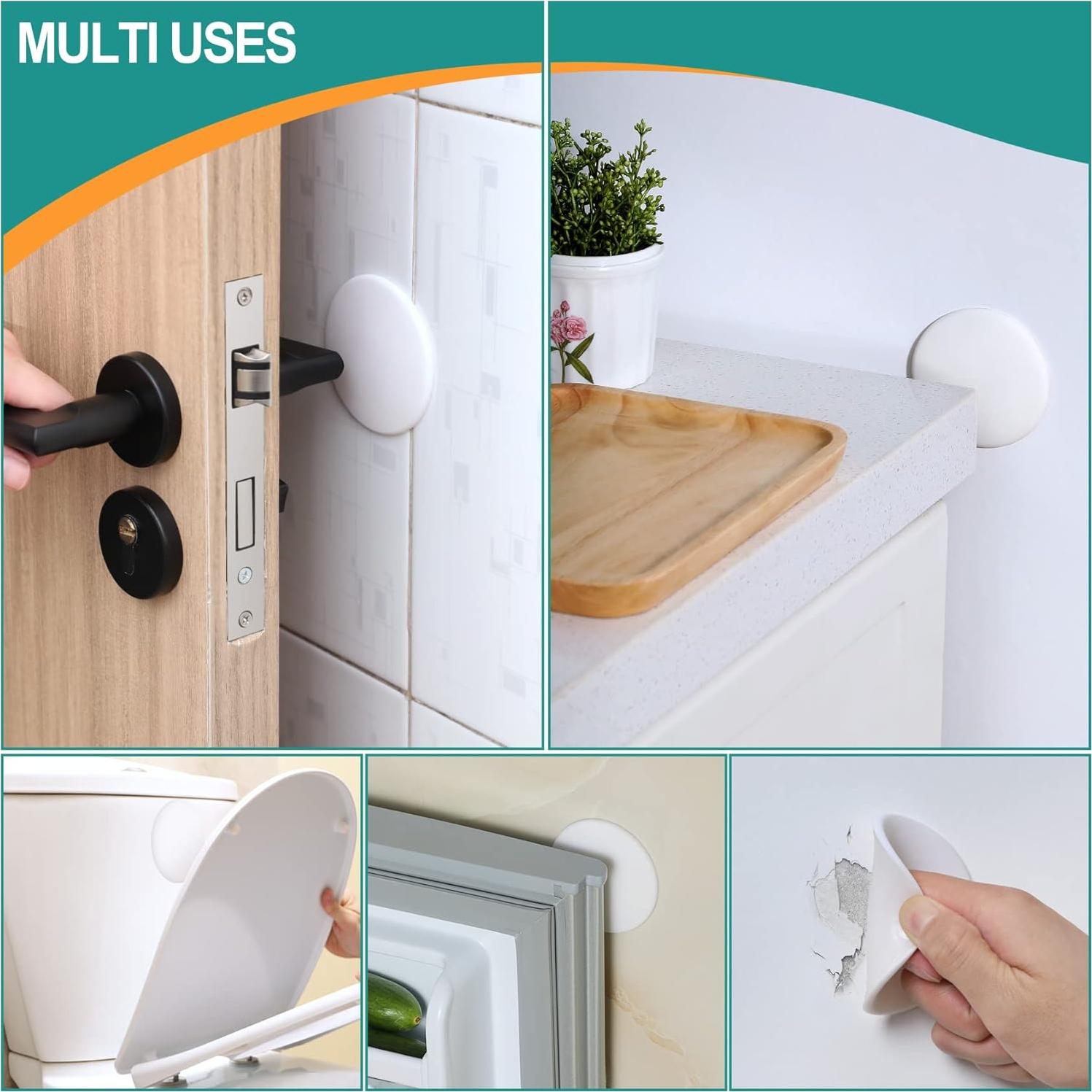 Topes de Puerta NETANY 6 Pcs Silicona Blanca 8 cm Adhesivo Fuerte