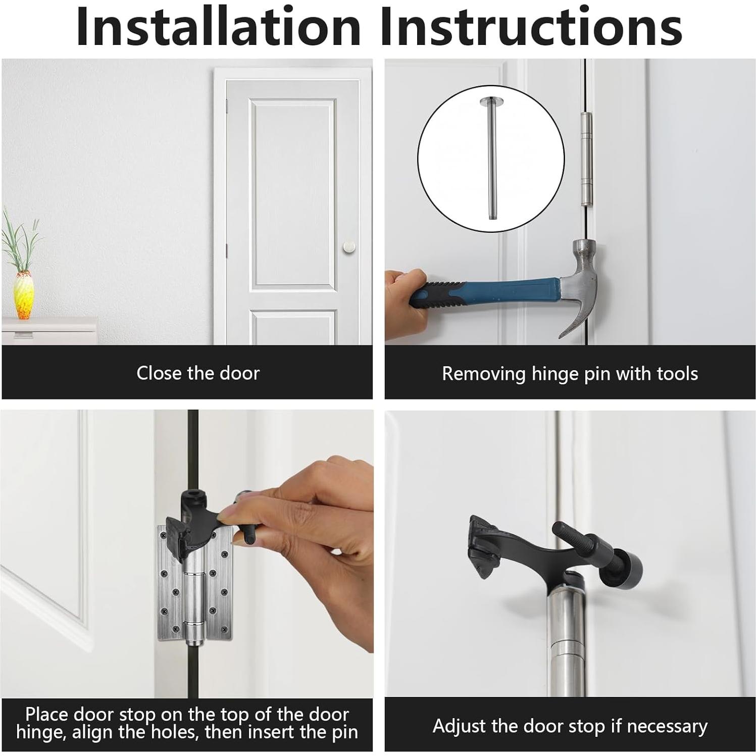 Paradas de Puerta con Pin de Bisagra Home Master 12 Paquetes Negro Mate