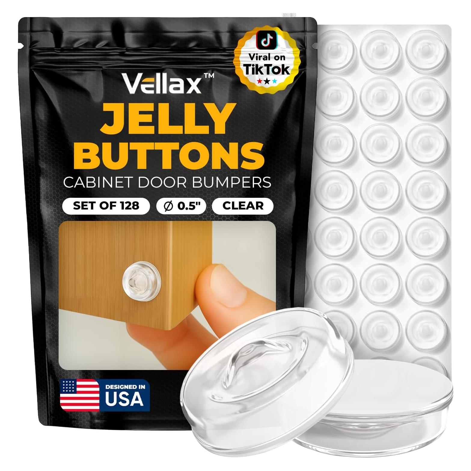 128 Topes Adhesivos Silicona Transparente Vellax para Puertas