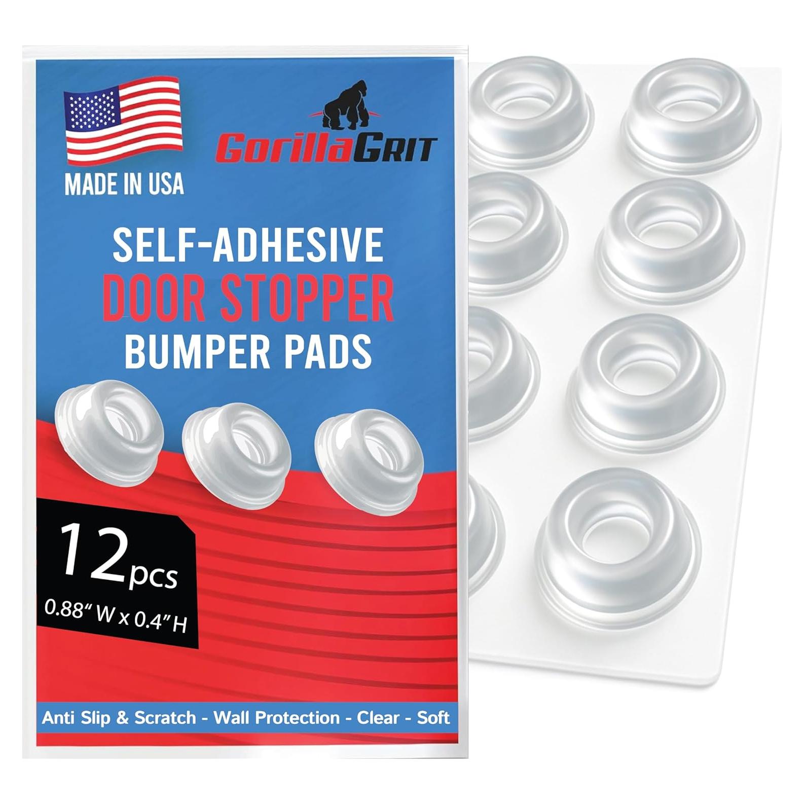 Topes de Puerta Autoadhesivos GorillaGrit - Juego de 12 Transparentes