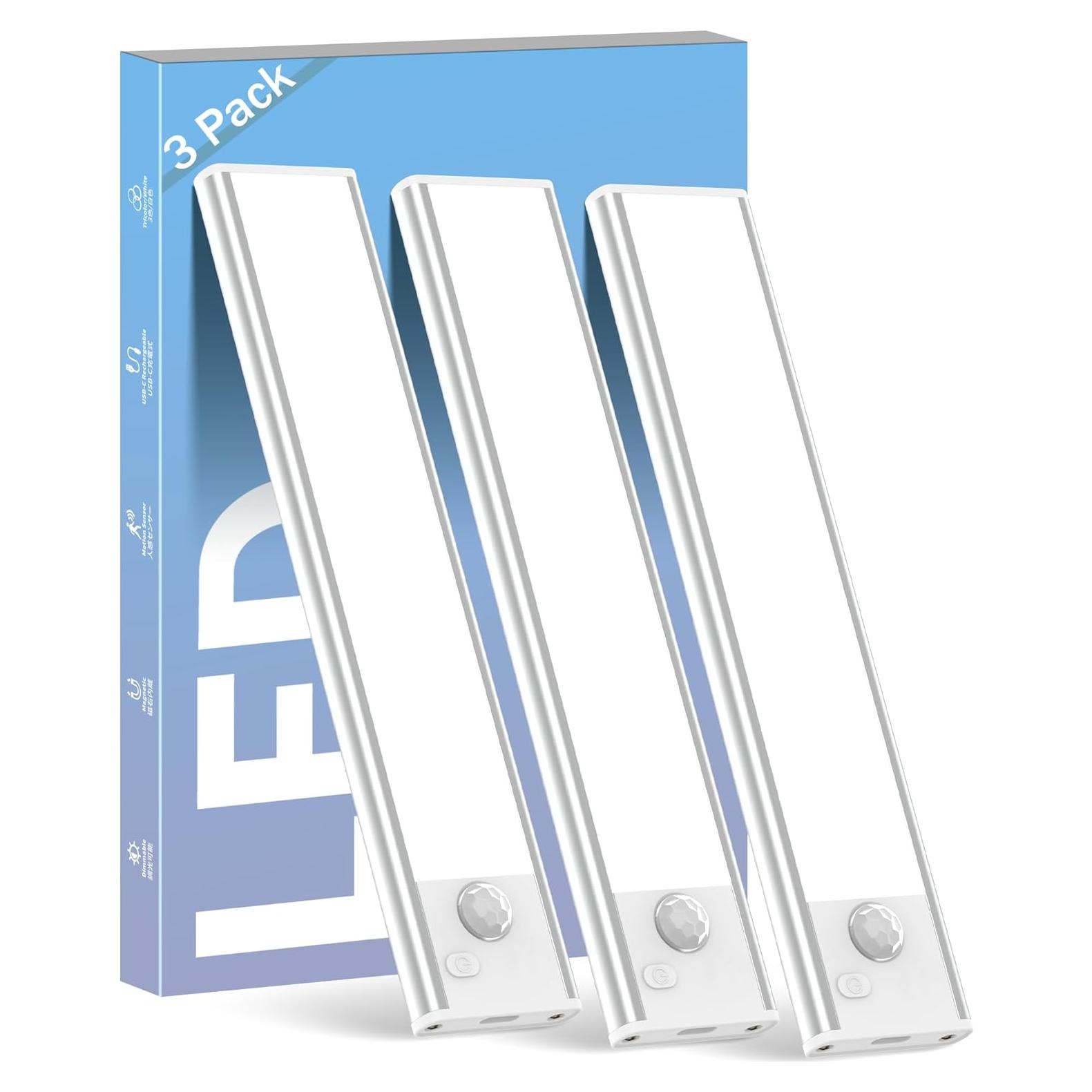 ASOKO Luz Bajo Gabinete LED con Sensor de Movimiento 3 Paquete