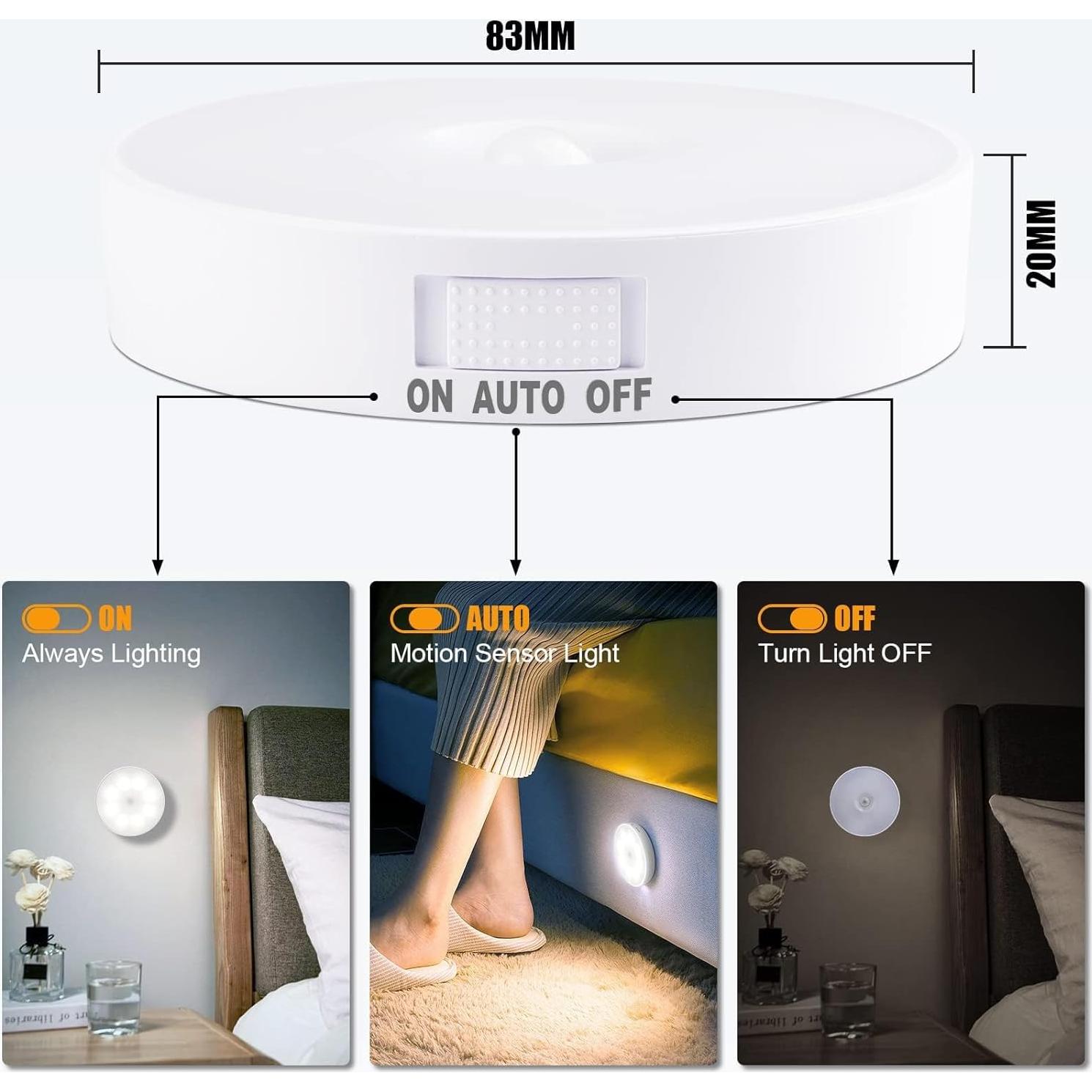 Paquete de 6 Luces Nocturnas Electight con Sensor de Movimiento