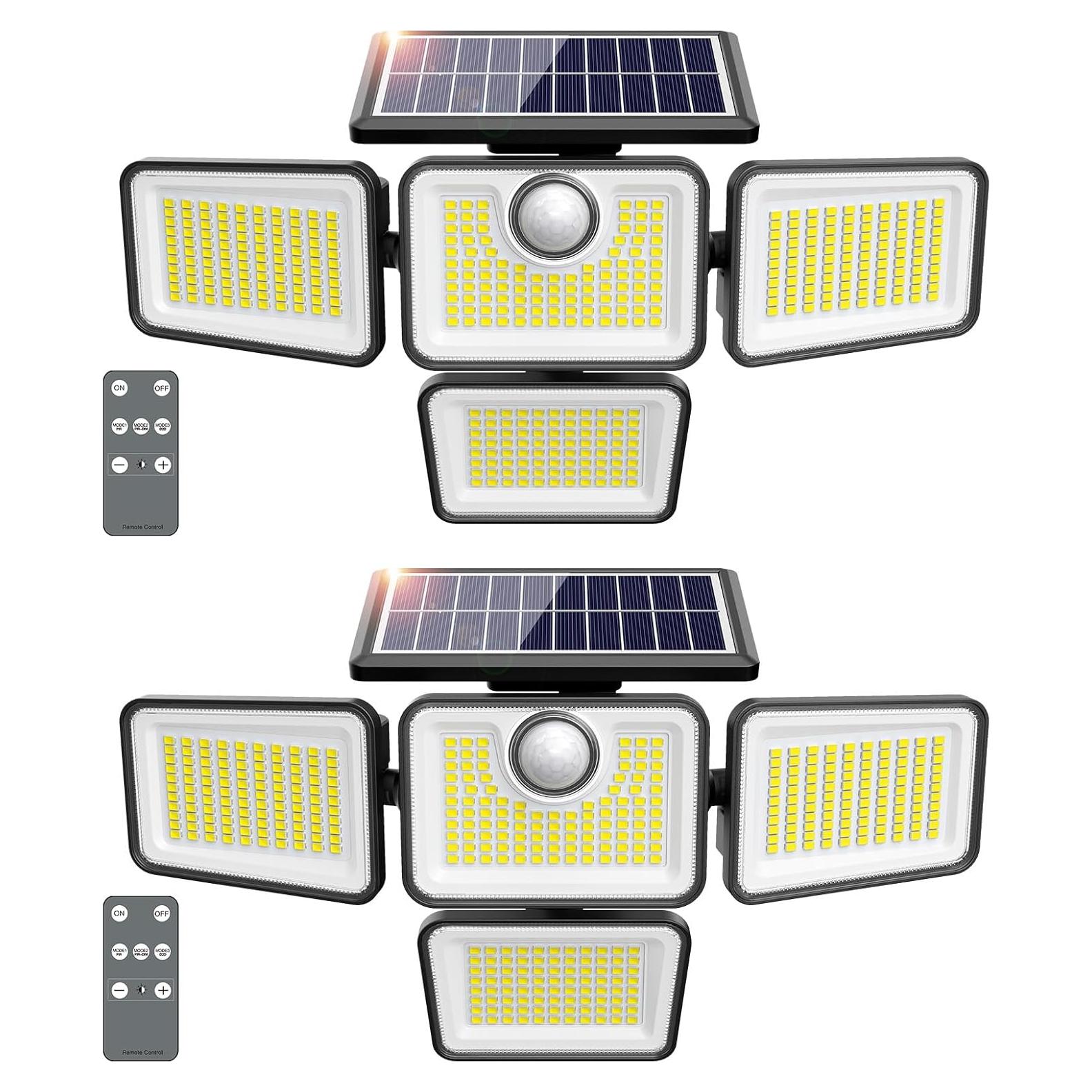 Luces Solares Exteriores 3000LM Omibee, 4 Cabezas Ajustables