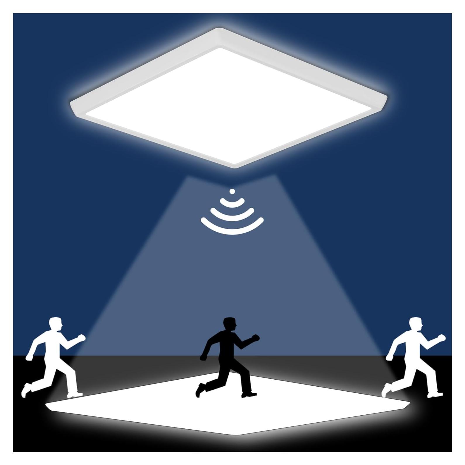 Luz de Techo LED DODOPEN 24W Cuadrada 30cm con Sensor de Movimiento