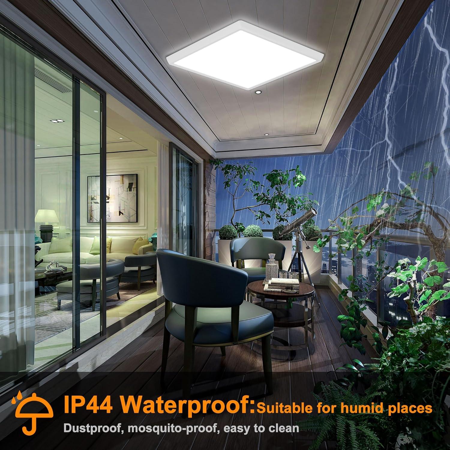 Luz de Techo LED DODOPEN 24W Cuadrada 30cm con Sensor de Movimiento