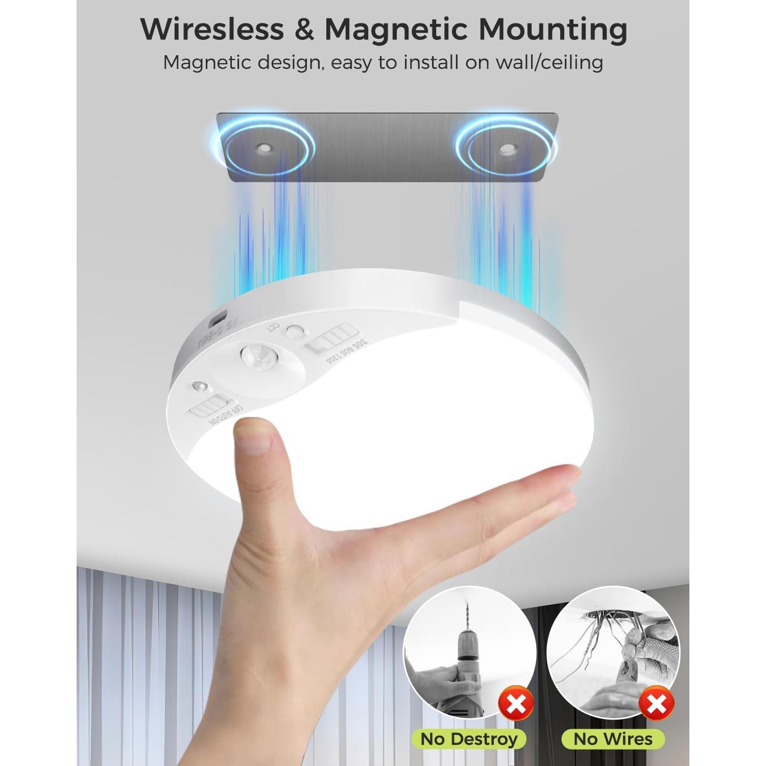 Luz de Techo Inalámbrica Hepside con Sensor de Movimiento 3000K-6500K