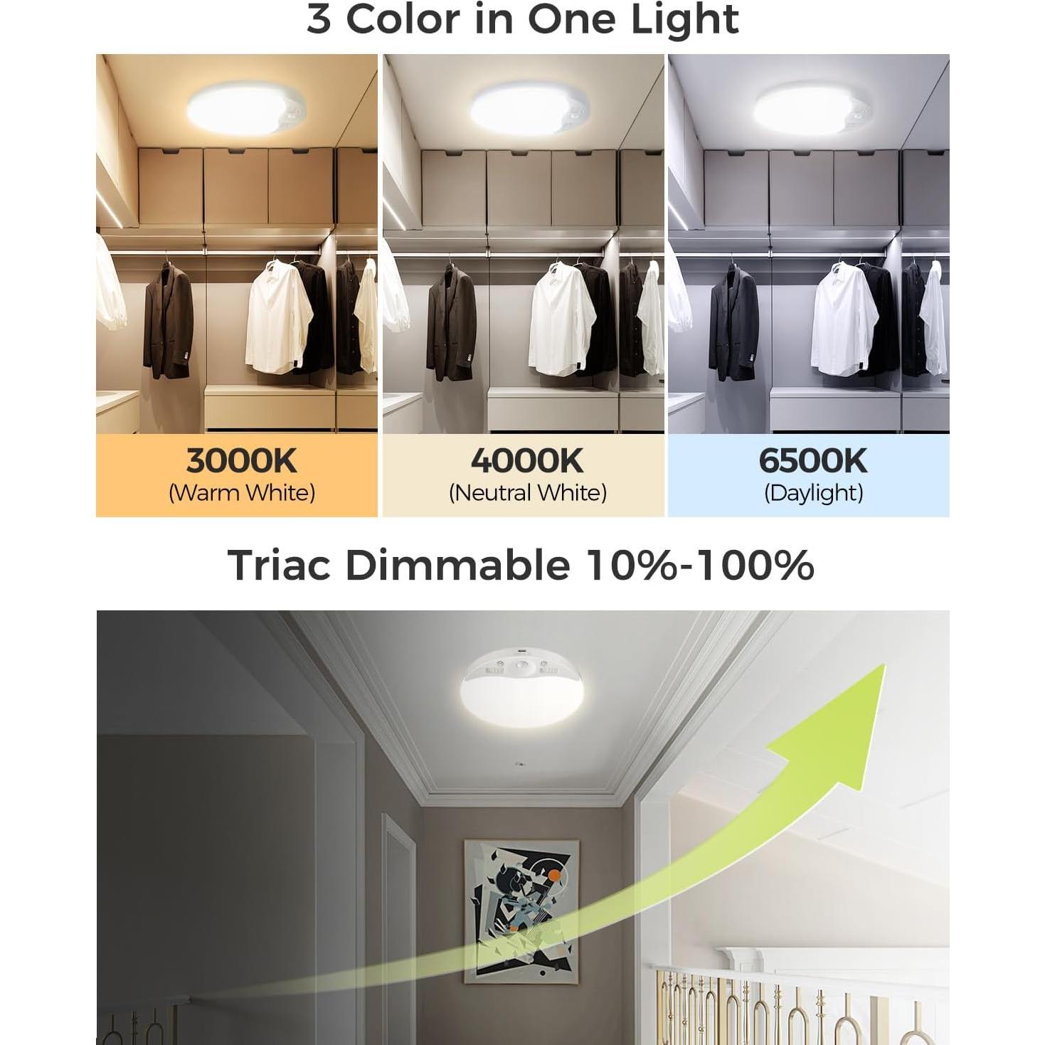 Luz de Techo Inalámbrica Hepside con Sensor de Movimiento 3000K-6500K