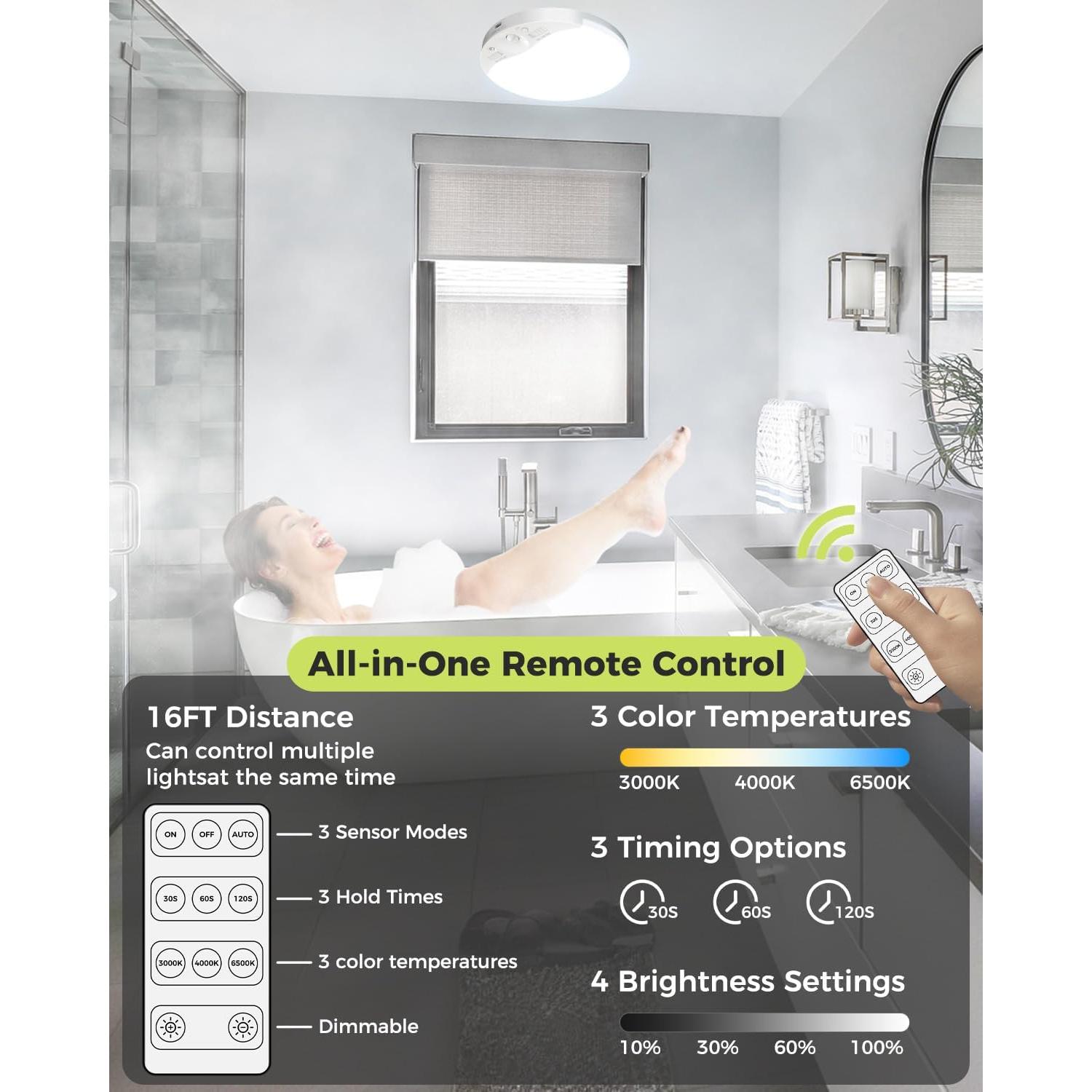 Luz de Techo Inalámbrica Hepside con Sensor de Movimiento 3000K-6500K