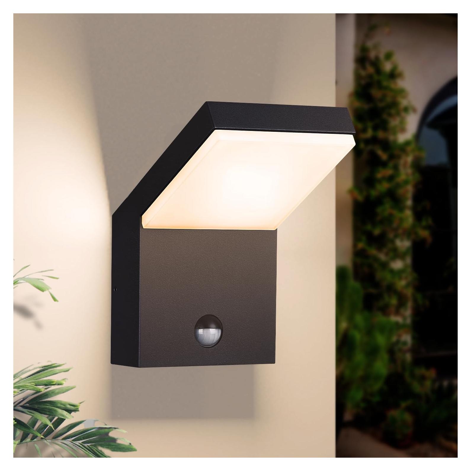 Luz de Pared Exterior LED Illumishin Negra 17x14cm con Sensor