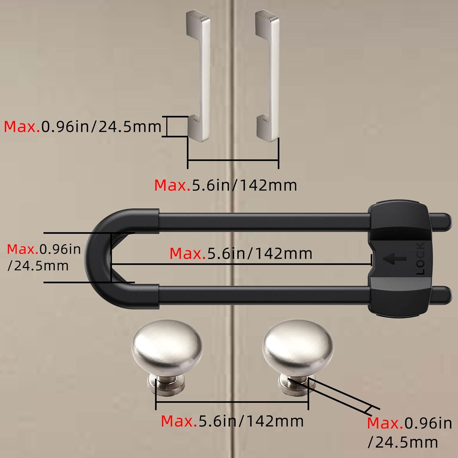 Cerraduras de Gabinete Ajustables para Niños - 10 Piezas Negras