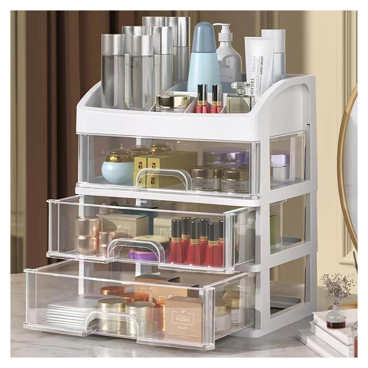 Organizador de Maquillaje PTBSZCWY con 3 Cajones Blanco