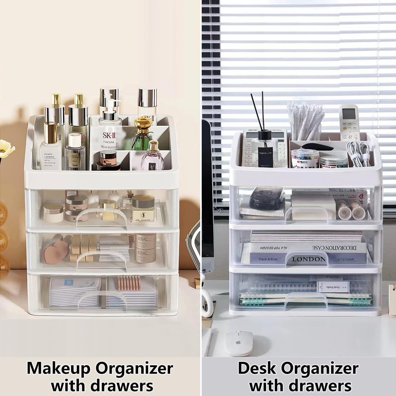 Organizador de Maquillaje PTBSZCWY con 3 Cajones Blanco