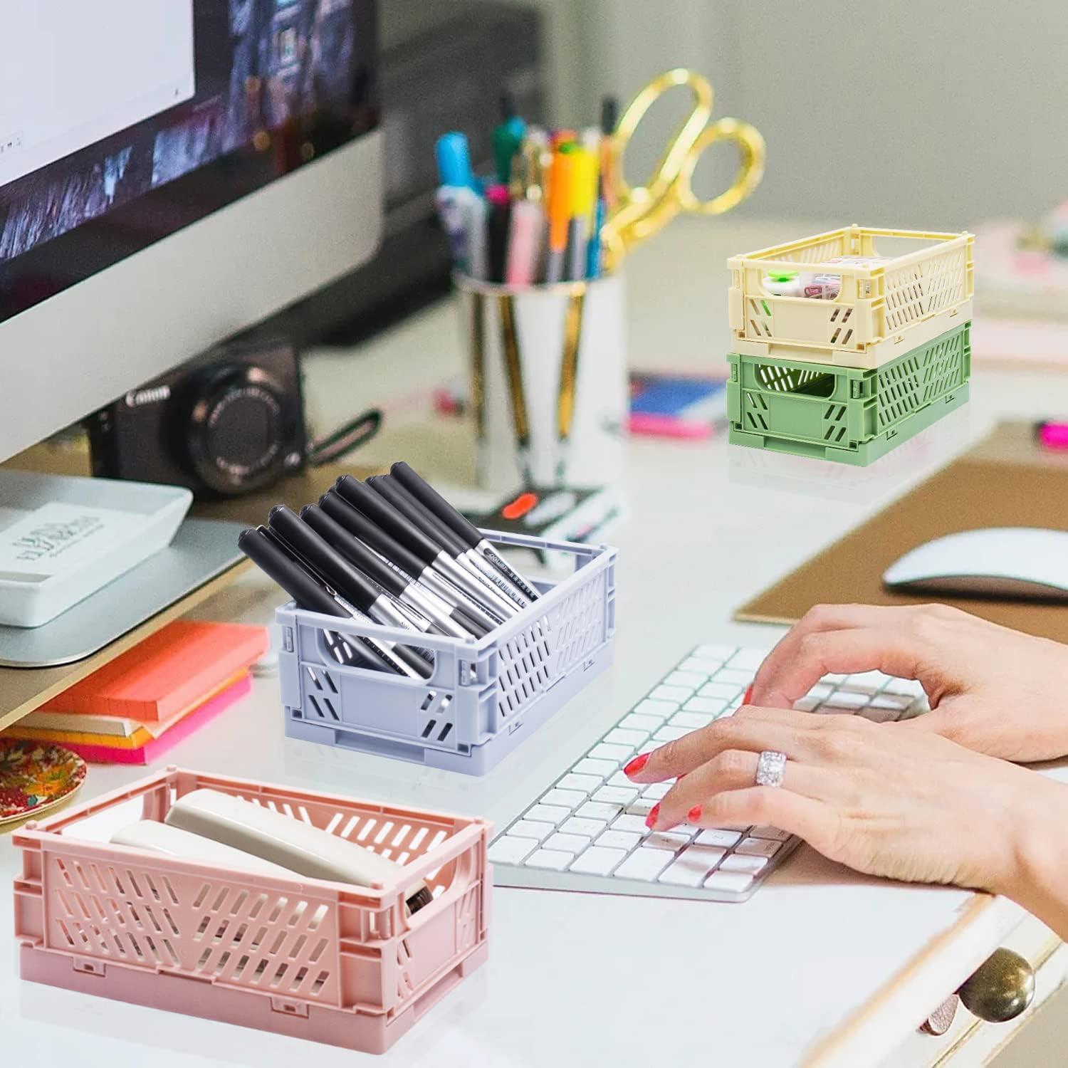 4 Cestas Plásticas Plegables Xhwykzz Mini 15x10x5.1cm Pastel