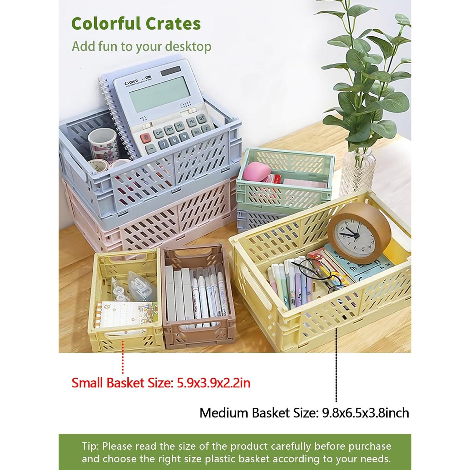 4 Cestas Plásticas Plegables Xhwykzz Mini 15x10x5.1cm Pastel