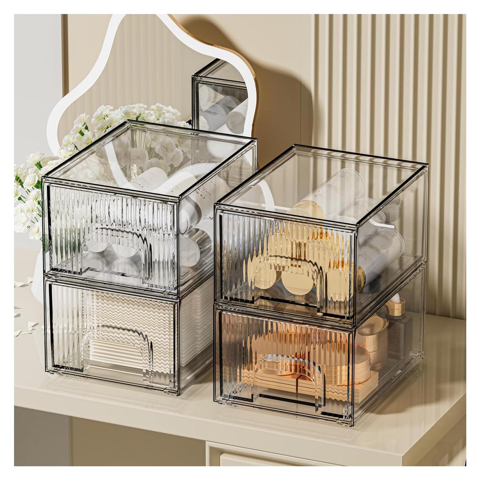Organizador de Maquillaje ZHIAI 4 Cajones Apilables Transparente
