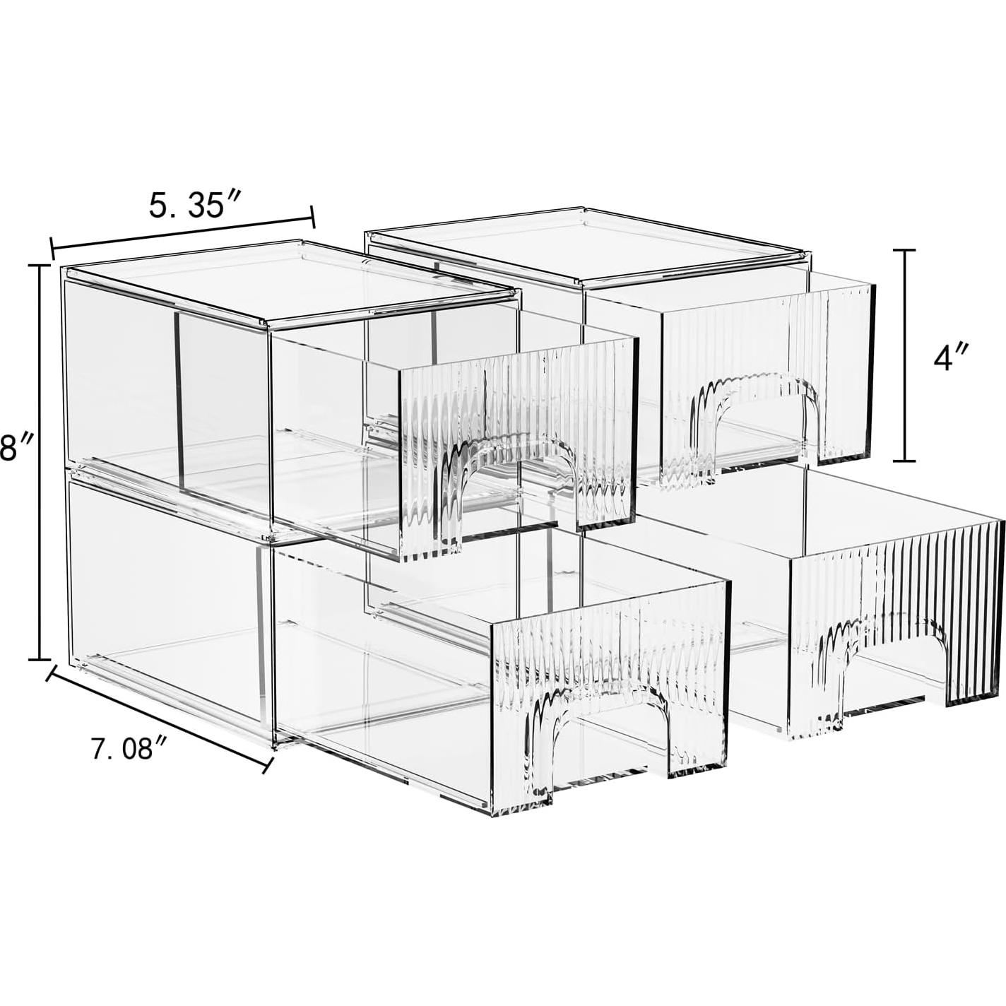 Organizador de Maquillaje ZHIAI 4 Cajones Apilables Transparente