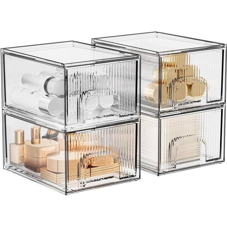Organizador de Maquillaje ZHIAI 4 Cajones Apilables Transparente