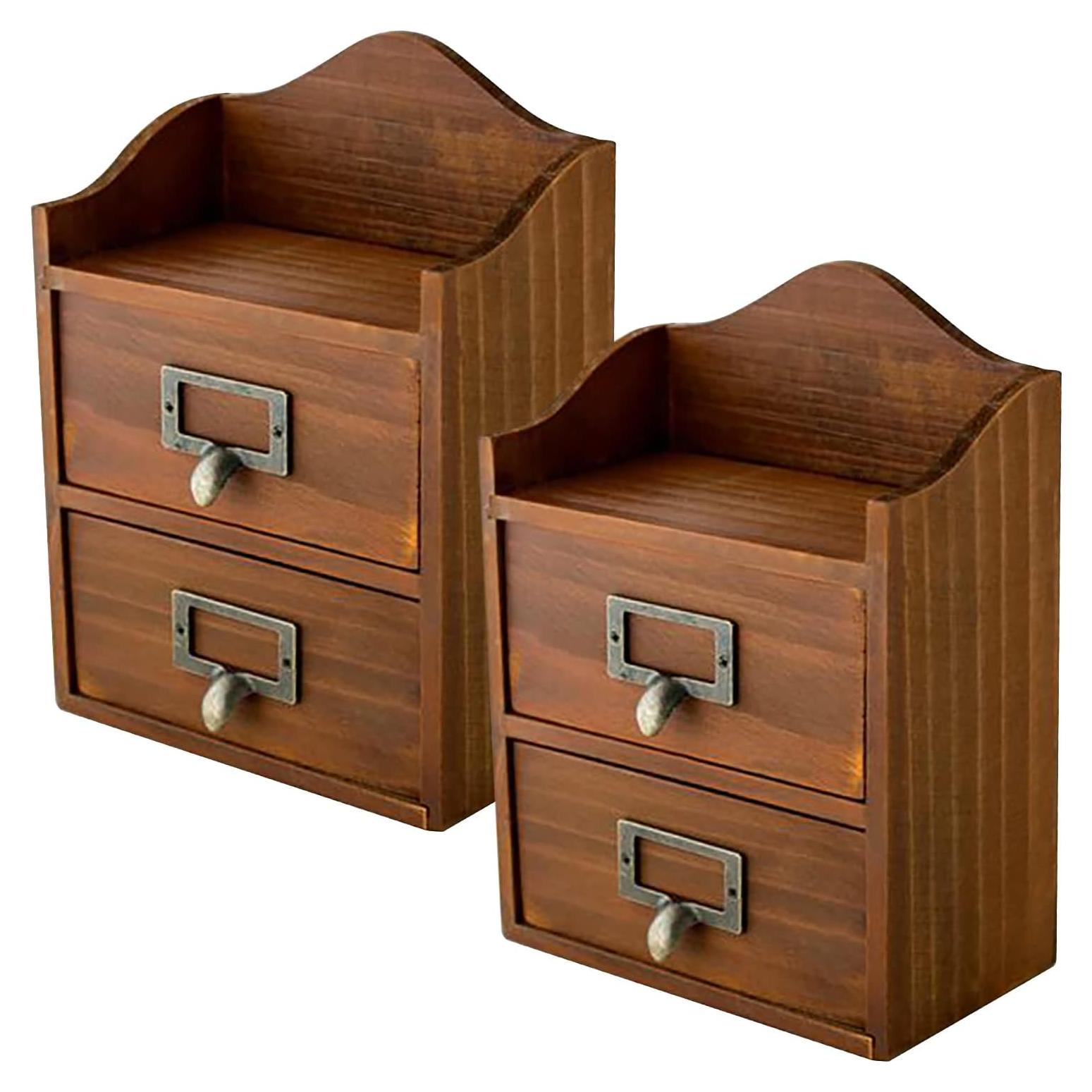 Mini Cajones de Escritorio Woodaholic - 2 Cajones de Madera