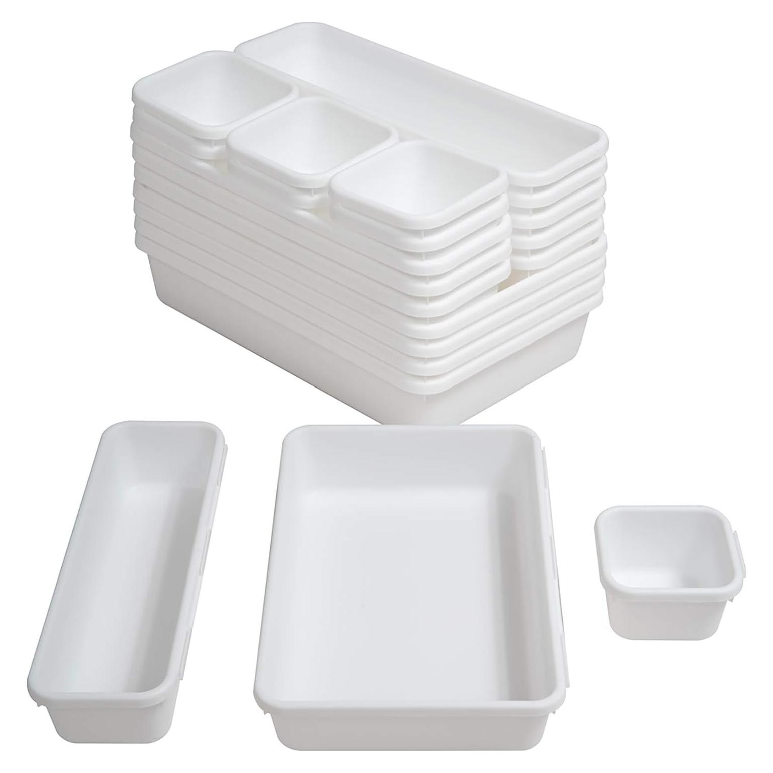 Organizadores de Cajones BYCY 18 Piezas Plástico Blanco