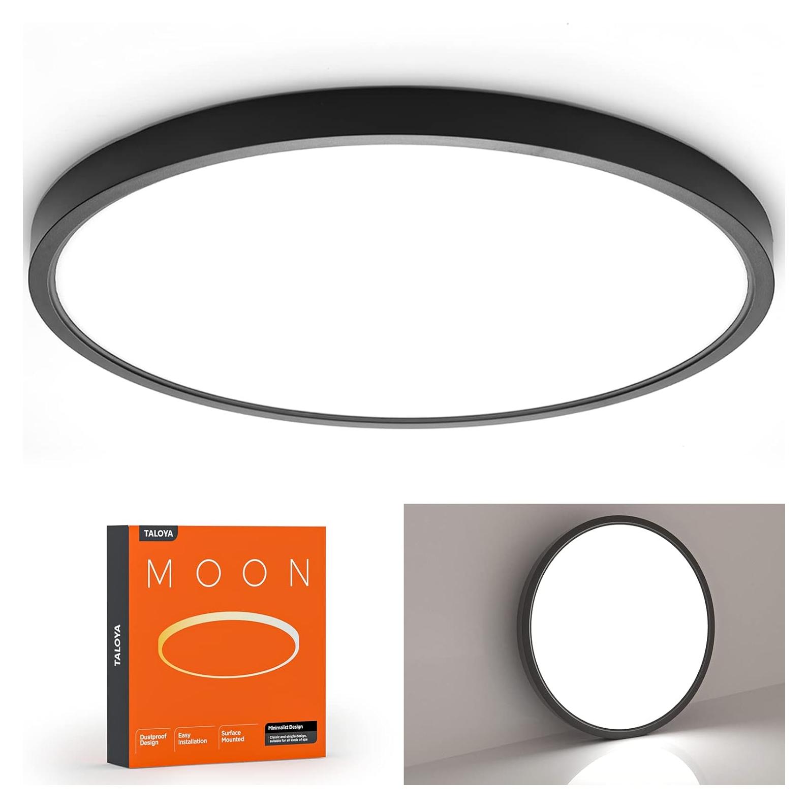 Luz de Techo LED TALOYA 18W 22.6 cm Negra Slim Luz de Día