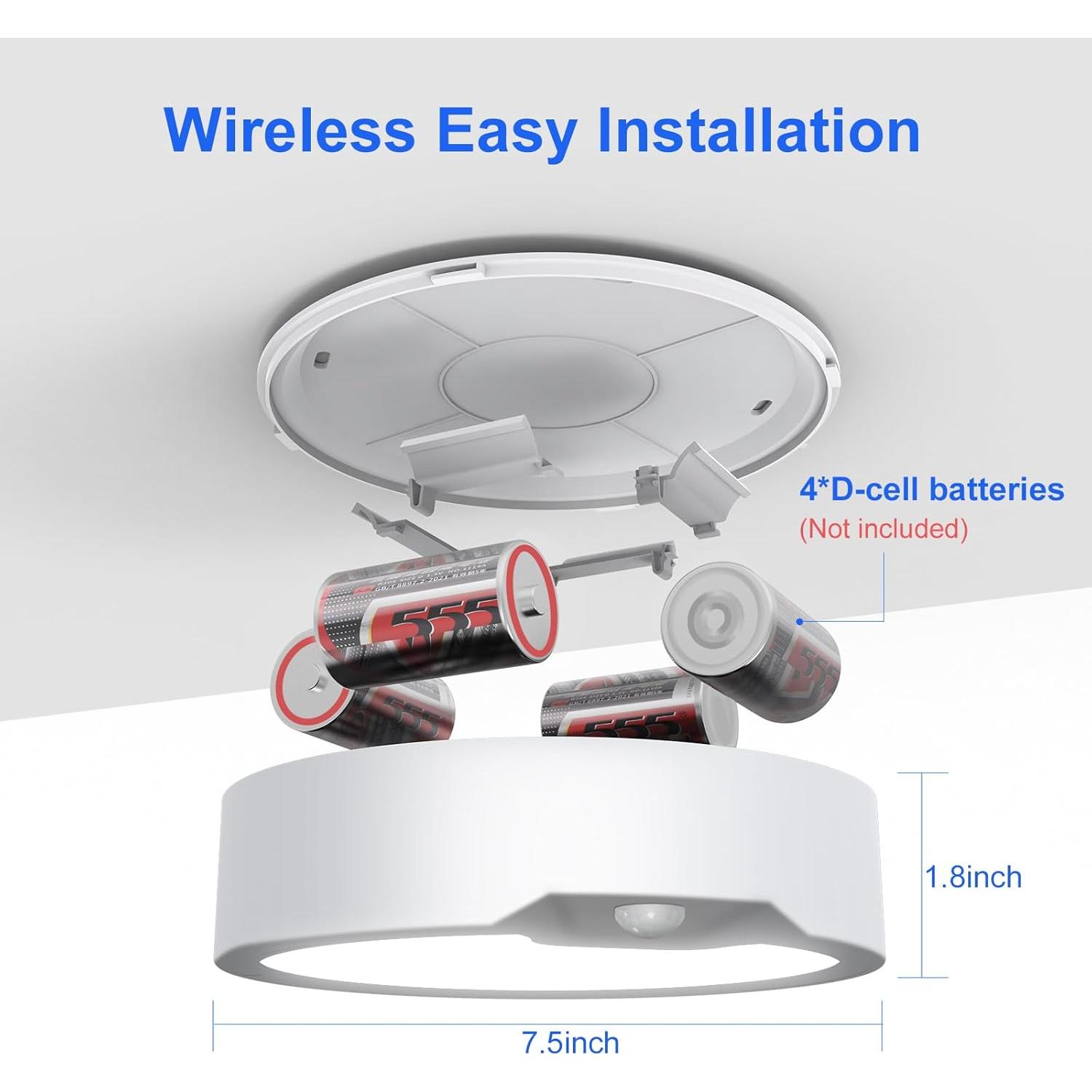 Luz de Techo LED a Batería KEPLUG con Sensor de Movimiento 3000K-6500K