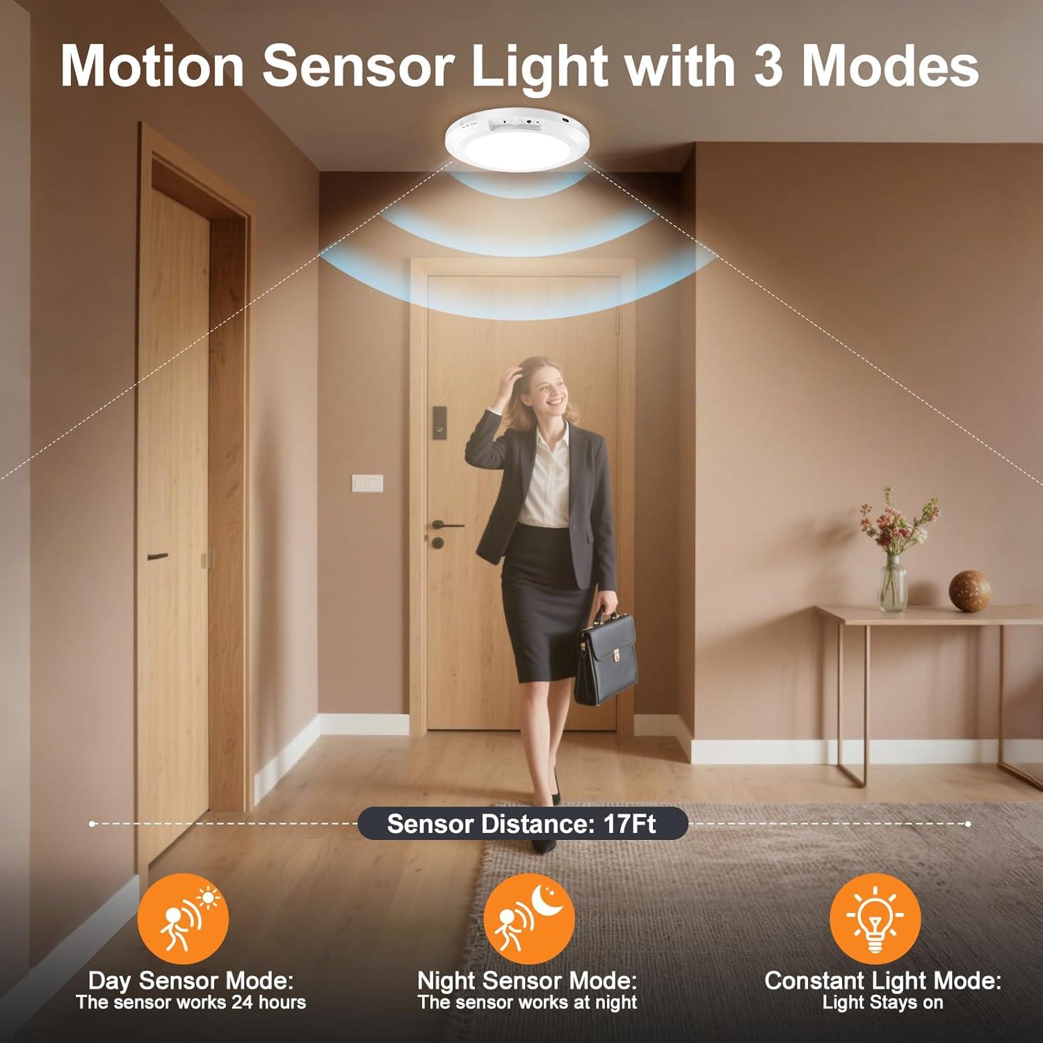 Luz de Techo LED Recargable Yunaking con Sensor de Movimiento