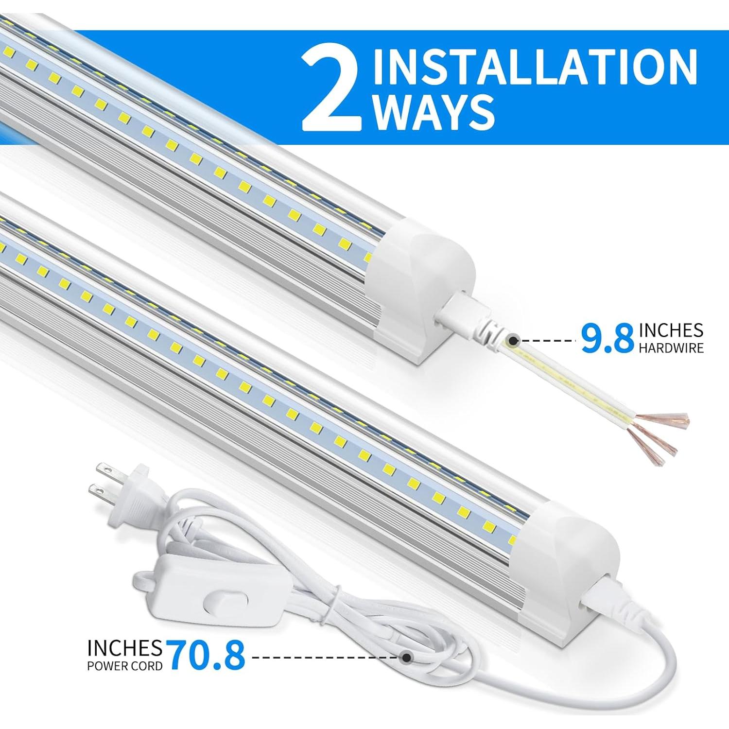 Luz LED T8 CNSUNWAY 2FT 20W 3000LM 6500K Enlazable - 2 Paquete