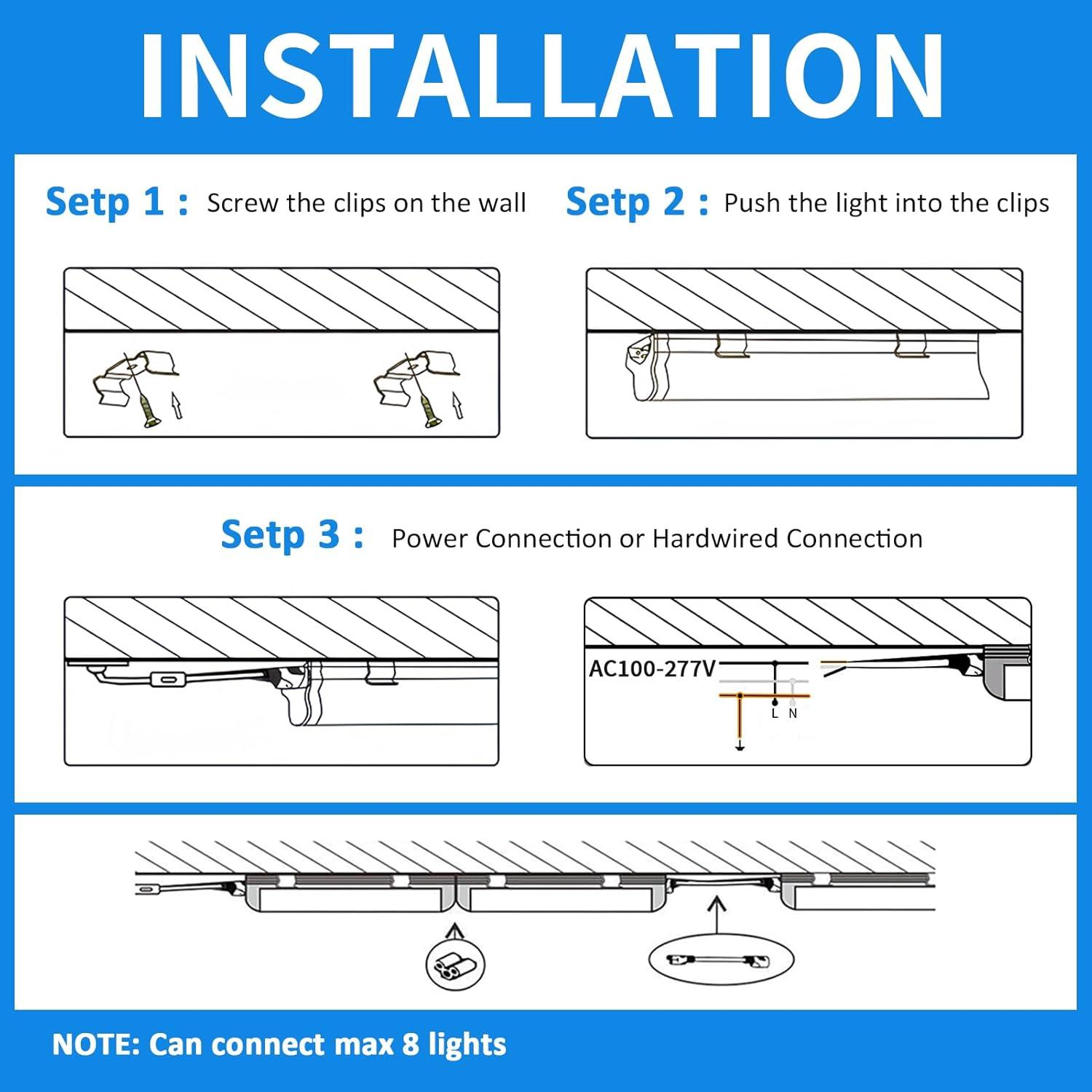 Luz LED T8 CNSUNWAY 2FT 20W 3000LM 6500K Enlazable - 2 Paquete