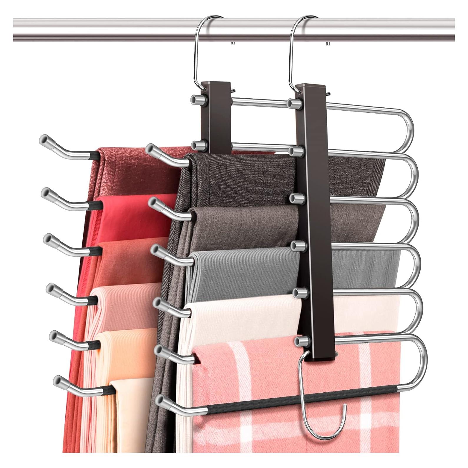 Perchas para Pantalones Antideslizantes HUITEM - 2 Paquetes de Acero Inoxidable