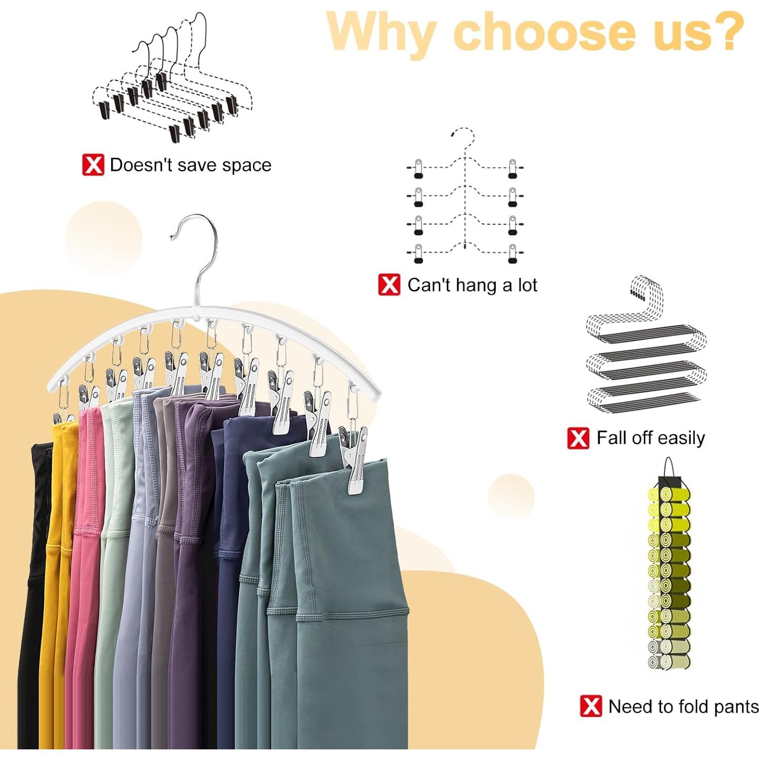 Organizador de Leggings Volnamal 2 Paquete con 10 Clips Blanco