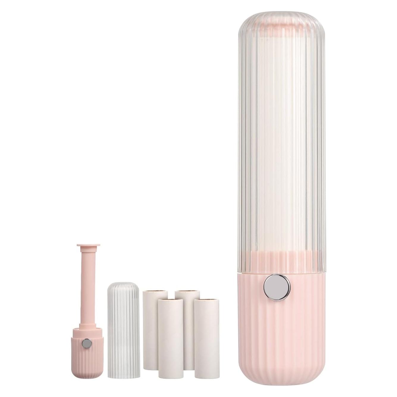 Rodillo Quitapelusas Portátil Minkissy Rosa 13.6cm Adhesivo Fuerte