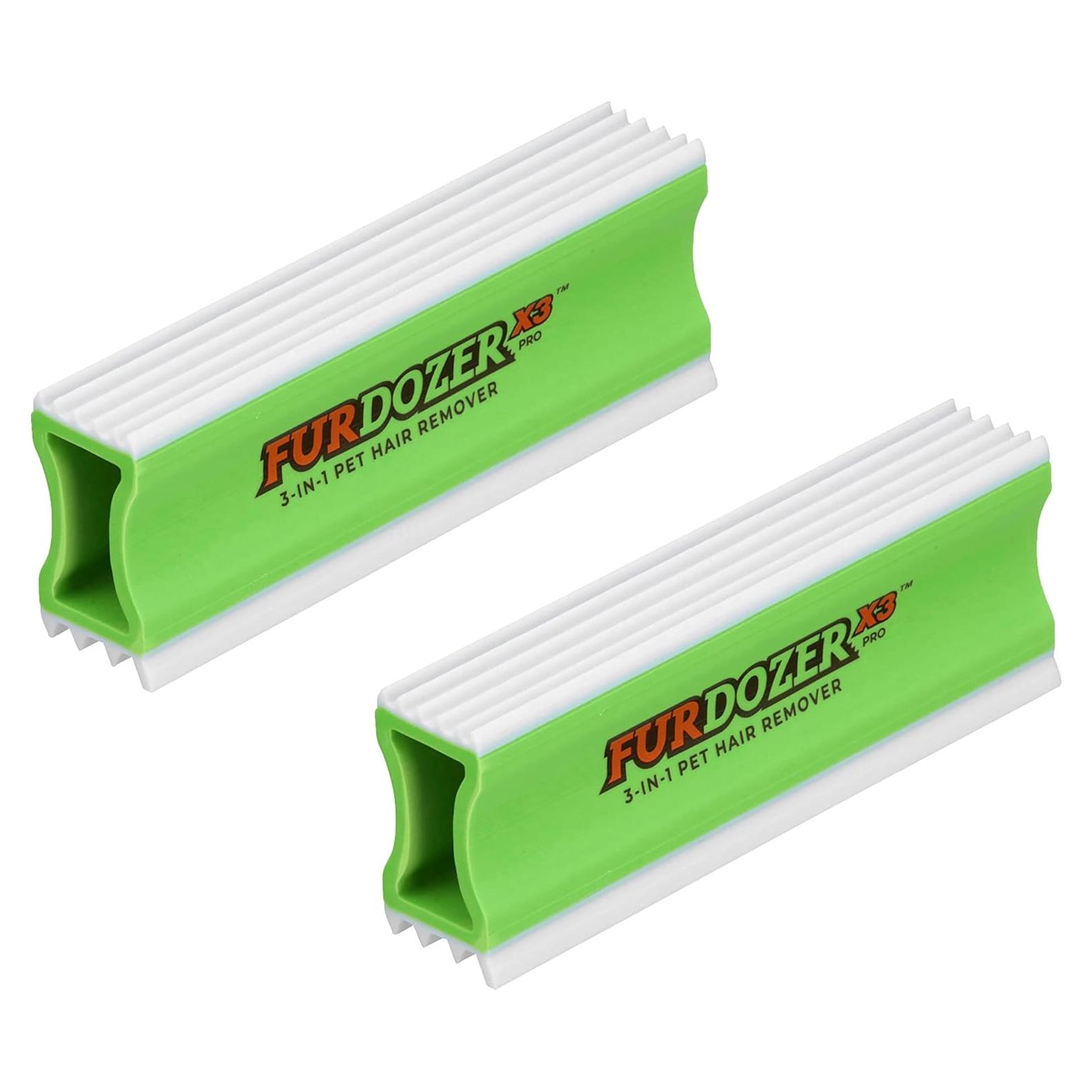 FurDozer X3 PRO Removedor de Pelo de Mascotas Verde 2 Paquete